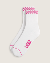Women Vans Peek-A-Check Half Crew Socks in Raspberry Rose Pink