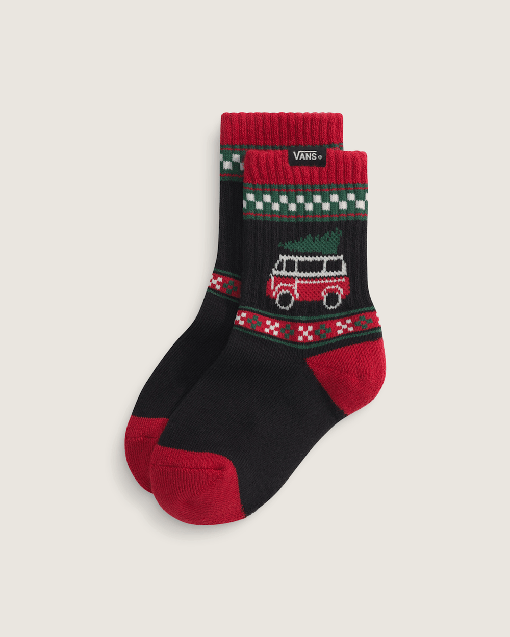 Women|Kids Vans Toddler Winter Family Trip Crew Socks in Black