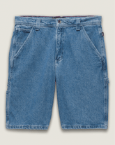 Women|Men Vans Drill Chore Loose Denim Shorts in Stone Wash Blue