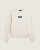 Men Vans Stretch Logo Crew Sweatshirt in Oatmeal Beige