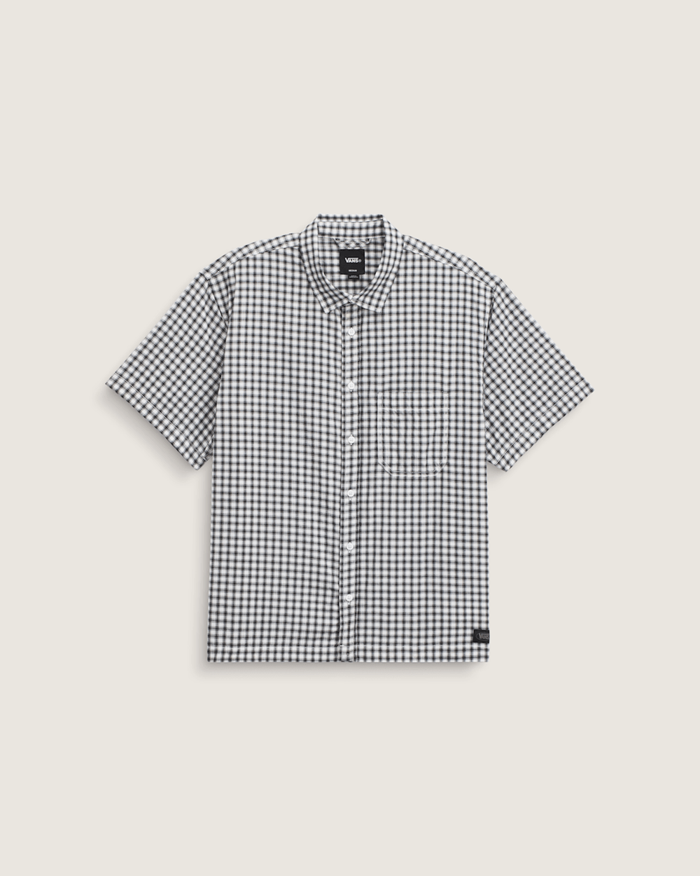 Men Vans Larkspur Mini Plaid Shirt in White / Black