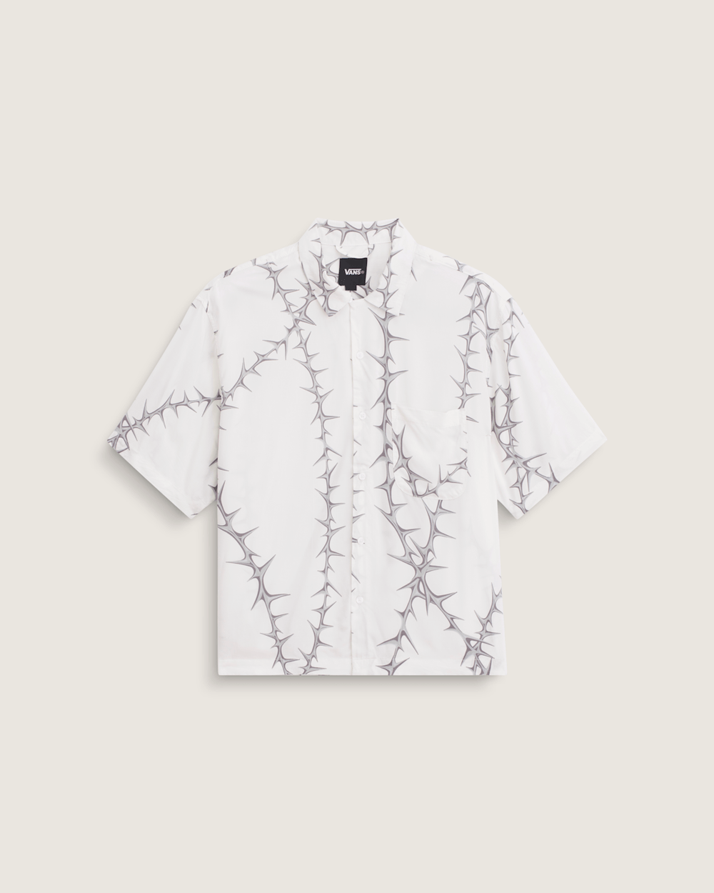 Men Vans Van Doren Printed Camp Button Up Shirt in White