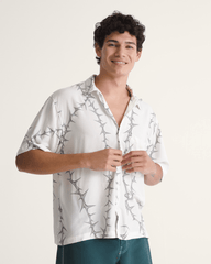 Men Vans Van Doren Printed Camp Button Up Shirt in White