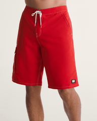 Men Vans Voyage Long Cargo Boardshorts in Racing Red