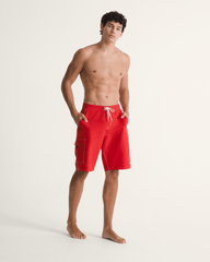 Men Vans Voyage Long Cargo Boardshorts in Racing Red
