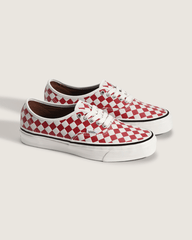 Men Vans Premium Authentic Checkerboard Shoe in Checkerboard Red / Marshmallow White