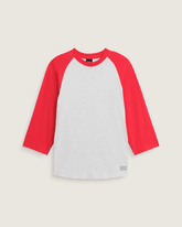Men Vans Standard Raglan T-Shirt in Crimson Haze Red / Ash Heather Grey