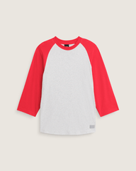 Men Vans Standard Raglan T-Shirt in Crimson Haze Red / Ash Heather Grey