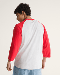 Men Vans Standard Raglan T-Shirt in Crimson Haze Red / Ash Heather Grey