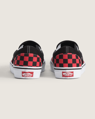 Men Vans Classic Slip-On Checkerboard Shoe in Checkerboard Crimson Haze Red