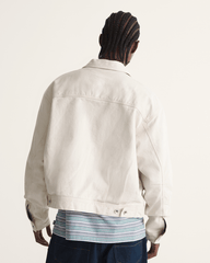 Men Vans Premium Denim Station Jacket in Natural Seed Beige