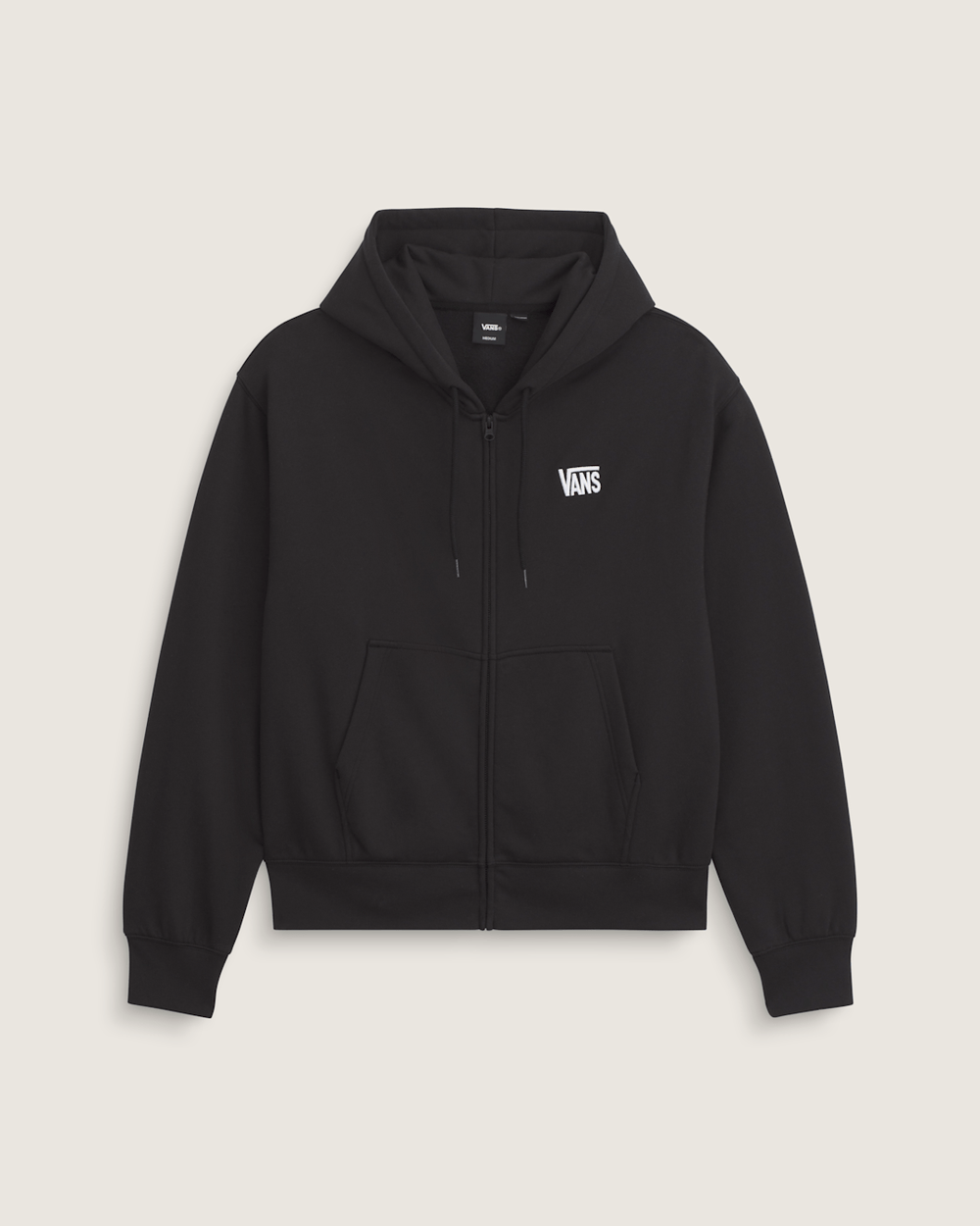 Men Vans Stretch Logo Zip Hoodie in Black / White