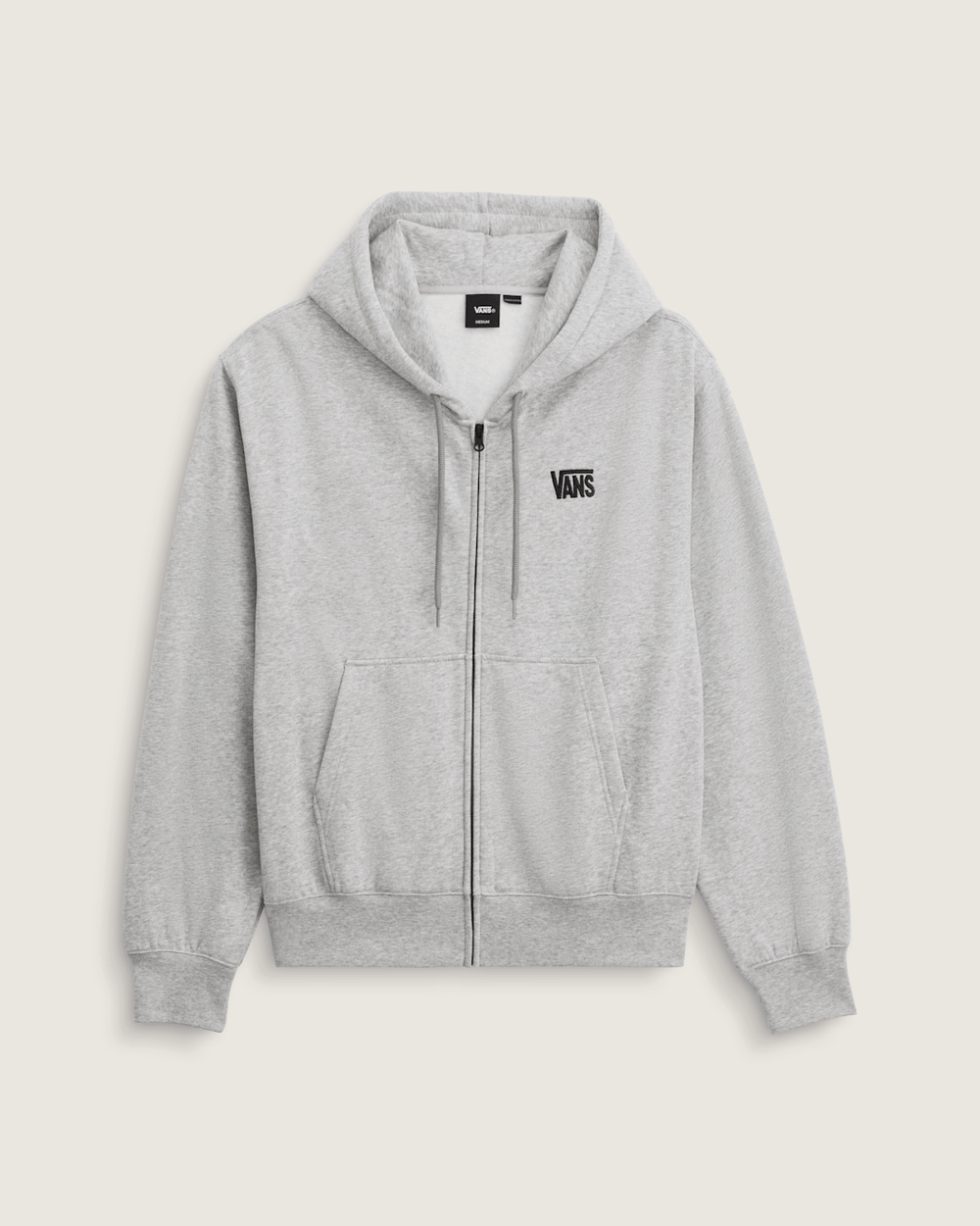 Men Vans Stretch Logo Zip Hoodie in Cement Heather Grey