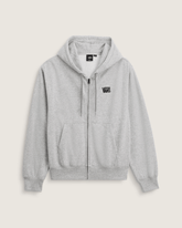 Men Vans Stretch Logo Zip Hoodie in Cement Heather Grey