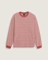 Men Vans Wesley Stripe Long Sleeve Knit Shirt in Light Bronze Brown