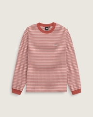 Men Vans Wesley Stripe Long Sleeve Knit Shirt in Light Bronze Brown