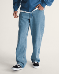 Men Vans Check-5 Loose Denim Pants in Stonewash Blue