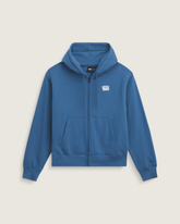 Men Vans Stretch Logo Zip Hoodie in True Navy Blue