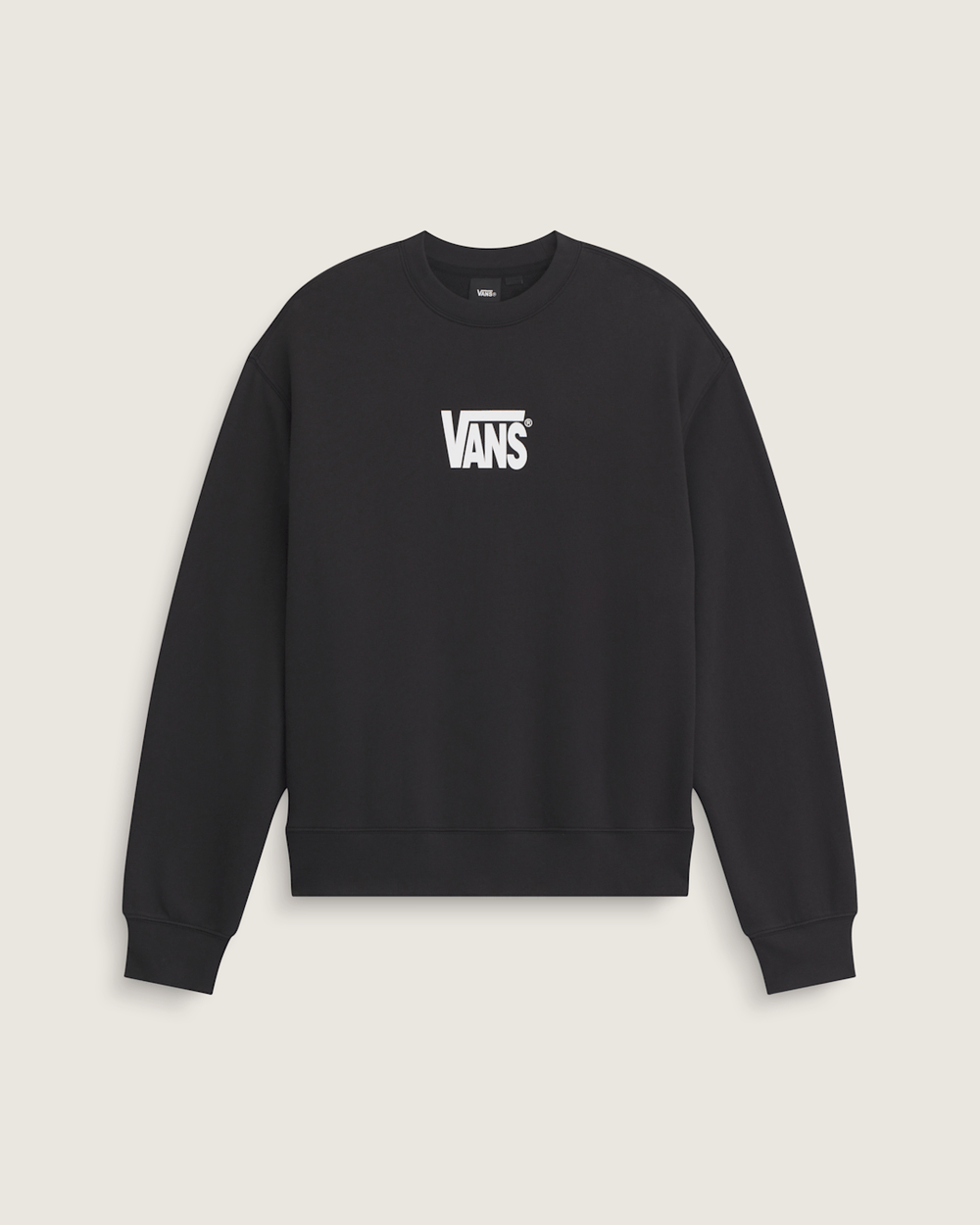 Men Vans Stretch Logo Crew Sweatshirt in Black / White