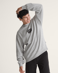 Men Vans Stretch Logo Crew Sweatshirt in Cement Heather Grey