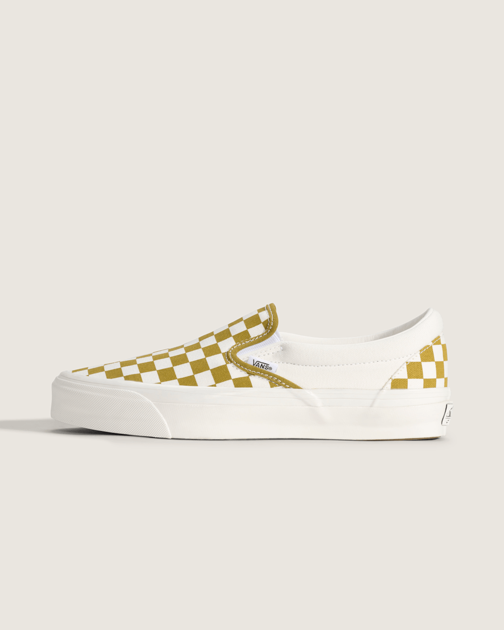Men|Sale Vans Premium Classic Slip-On Checkerboard Shoe in Checkerboard Burnt Gold Yellow