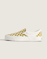 Men|Sale Vans Premium Classic Slip-On Checkerboard Shoe in Checkerboard Burnt Gold Yellow