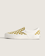 Men|Sale Vans Premium Classic Slip-On Checkerboard Shoe in Checkerboard Burnt Gold Yellow