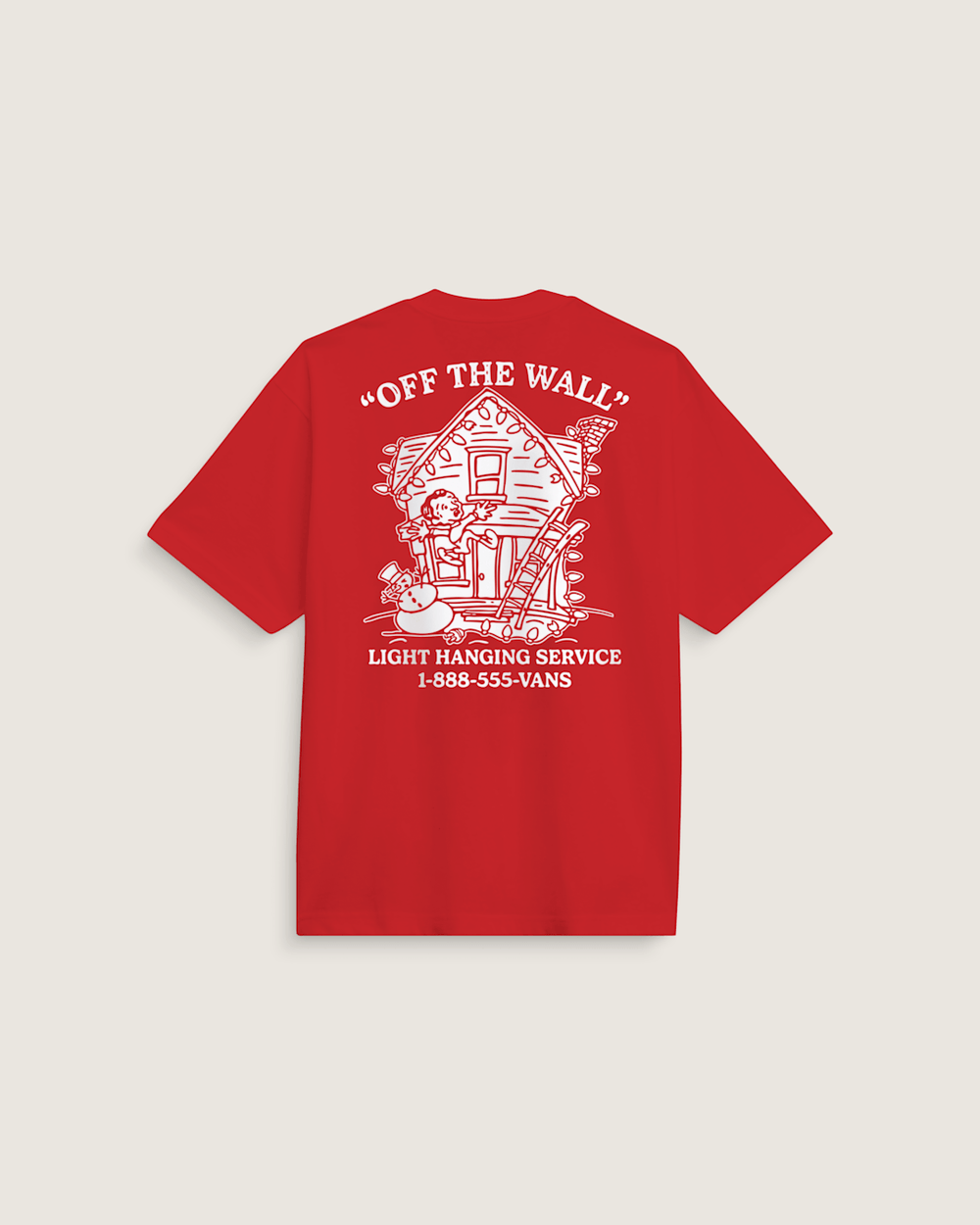 Men Vans Deck the Walls T-Shirt in Red