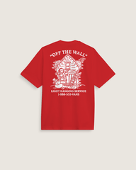 Men Vans Deck the Walls T-Shirt in Red