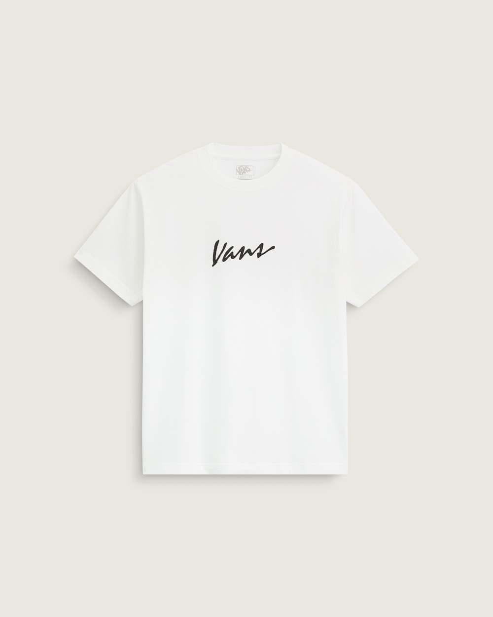 Men Vans Classic Script T-Shirt in Marshmallow White / Black