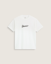 Men Vans Classic Script T-Shirt in Marshmallow White / Black
