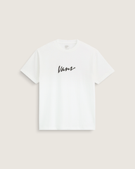 Men Vans Classic Script T-Shirt in Marshmallow White / Black