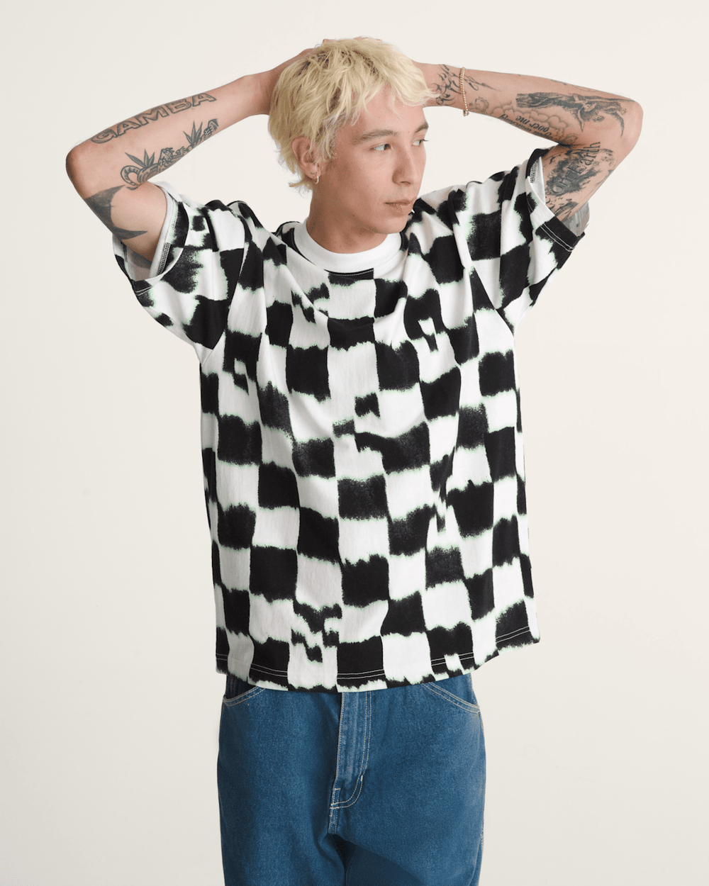 Men Vans Acid Check T-Shirt in White