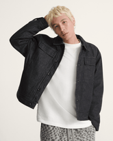 Men Vans Premium Mcavoy Lined Trucker Jacket in Rinse Black