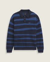 Men Vans Davis Stripe Polo Sweater in Parisian Night Blue