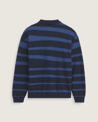 Men Vans Davis Stripe Polo Sweater in Parisian Night Blue
