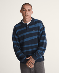 Men Vans Davis Stripe Polo Sweater in Parisian Night Blue