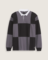 Men Vans Grant Checkerboard Rugby Shirt in Black