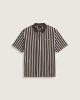 Men Vans Layton Stripe Polo Shirt in Demitasse Brown