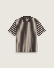 Men Vans Layton Stripe Polo Shirt in Demitasse Brown