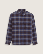 Men Vans Bixby Plaid Flannel Shirt in Dark Port Red / Pewter Heather Grey