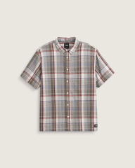 Men Vans Premium Button Up Shirt in Egret White / Elm Green
