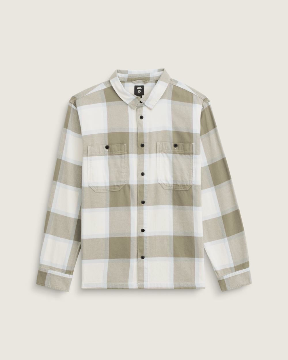 Men Vans Larkspur Flannel Shirt in Turtledove White