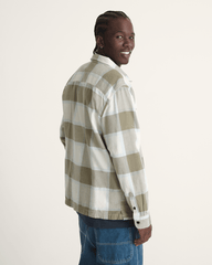 Men Vans Larkspur Flannel Shirt in Turtledove White