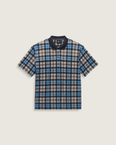 Men Vans Bellmoor Plaid Polo Shirt in Parisian Night Blue / London Fog Grey
