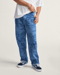 Men Vans Check-5 Loose Denim Pants in Stonewash Blue