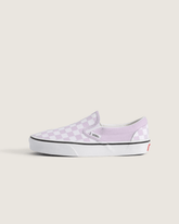 Kids Vans Big Kids Classic Slip-On Checkerboard Shoe in Checkerboard Lilac Mist Purple