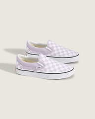 Kids Vans Big Kids Classic Slip-On Checkerboard Shoe in Checkerboard Lilac Mist Purple