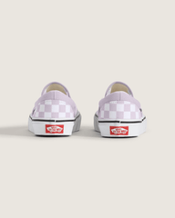 Kids Vans Big Kids Classic Slip-On Checkerboard Shoe in Checkerboard Lilac Mist Purple