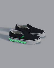 Kids Vans Little Kids Classic Slip-On Shoe in Glow-in-the-Dark Black / Green Gecko